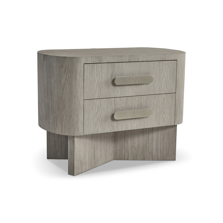 Trianon Contemporary Beige 2-Drawer Nightstand with USB Charging