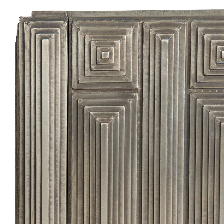 Mackintosh Transitional 94.5'' Beige and Silver Media Console with Cabinet