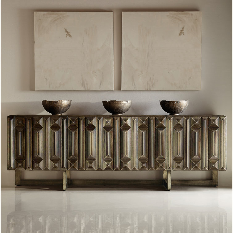 Mackintosh Transitional 94.5'' Beige and Silver Media Console with Cabinet