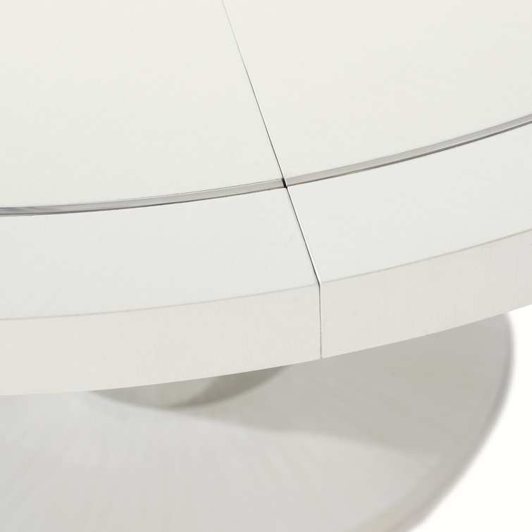 Eggshell White & Chrome 54" Round Extendable Dining Table