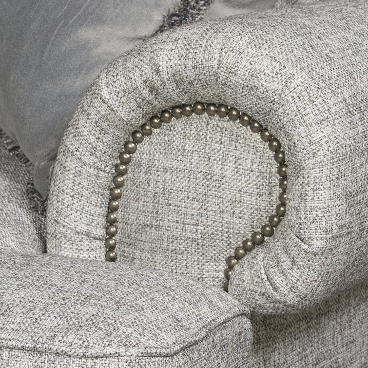 Luxurious Gray Polyester Traditional Club Chair with Nailhead Trim