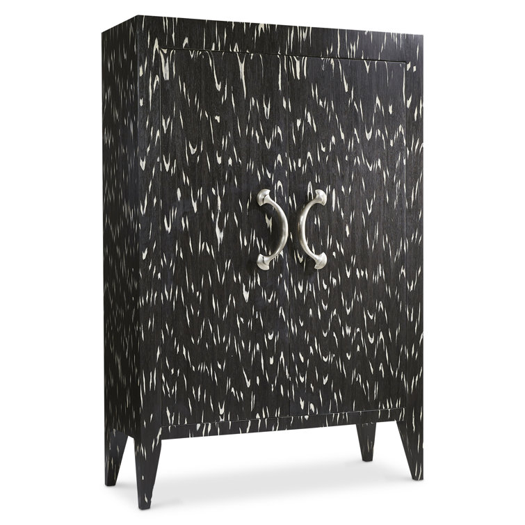 Black Engineered Wood Modern Armoire with Metal Hardware