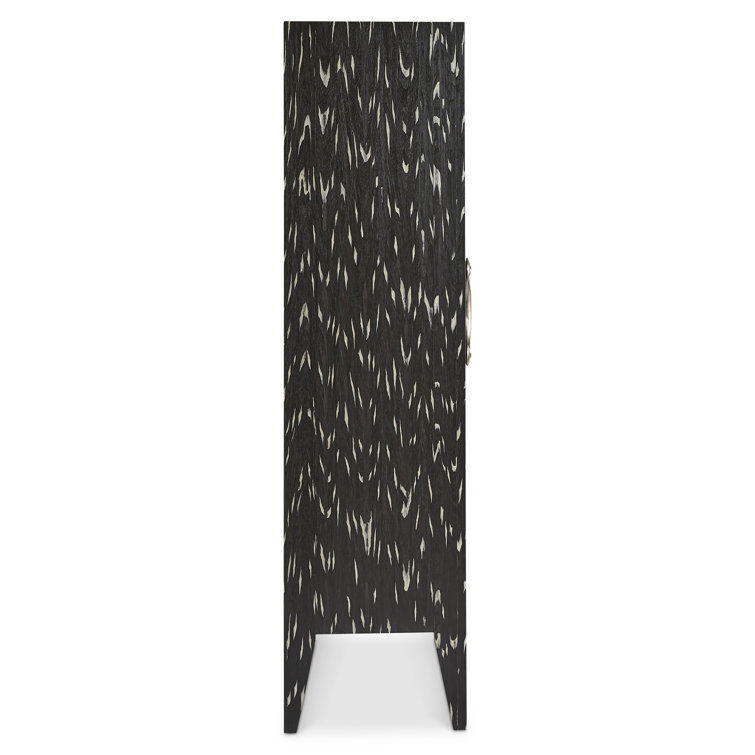 Black Engineered Wood Modern Armoire with Metal Hardware