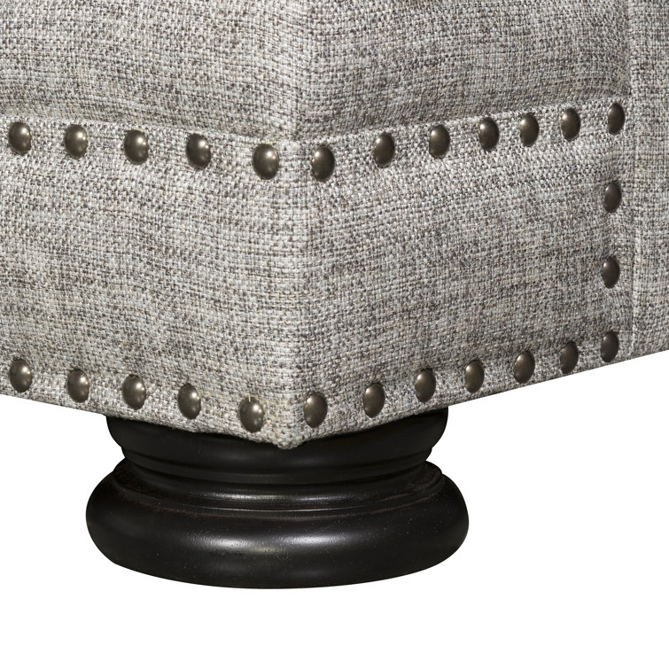 Luxurious Gray Polyester Traditional Club Chair with Nailhead Trim