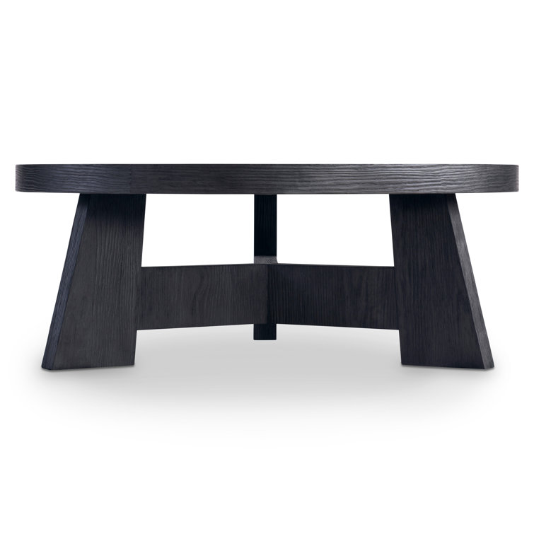 L'Ombre Black Round Wood Contemporary Coffee Table 42"