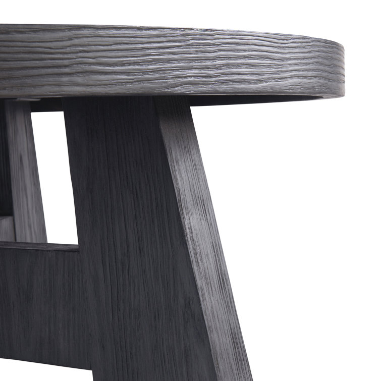 L'Ombre Black Round Wood Contemporary Coffee Table 42"