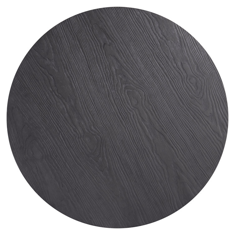 L'Ombre Black Round Wood Contemporary Coffee Table 42"