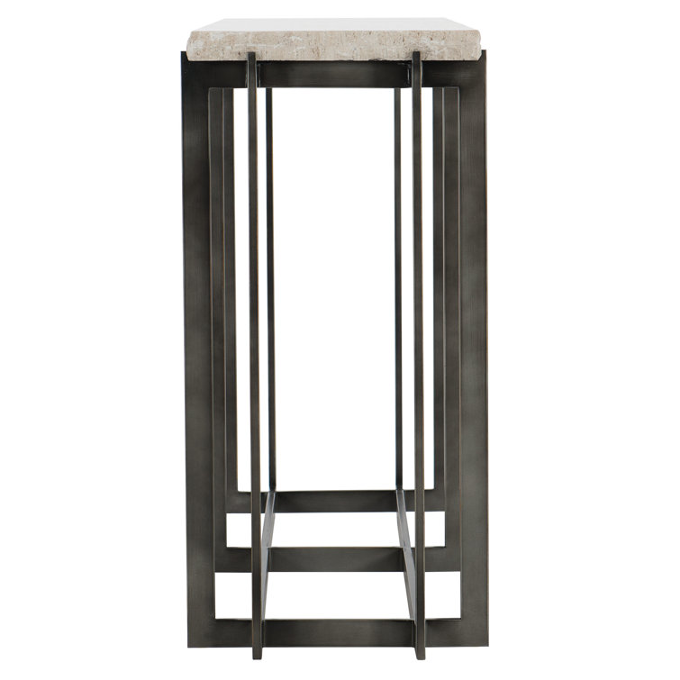 Hathaway 57'' White Travertine and Metal Console Table