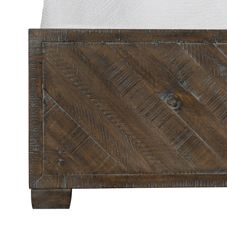 Sable Brown Pine Wood Queen Panel Bed with Headboard
