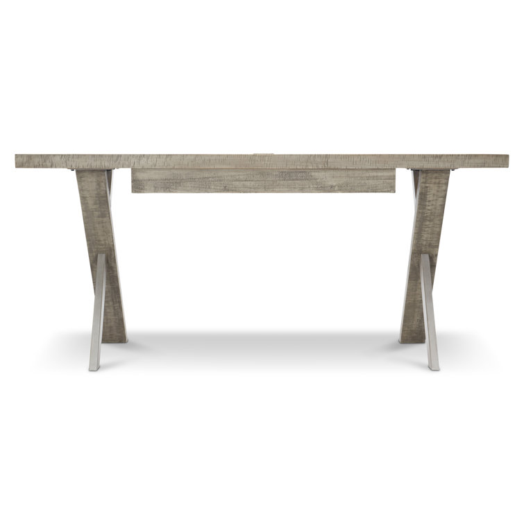 Transitional Solid Wood Home Office Desk with USB Port, Gray