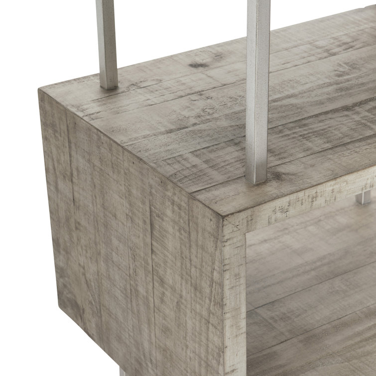 Polk Transitional 5-Shelf Gray Pine and Metal Etagere Bookcase