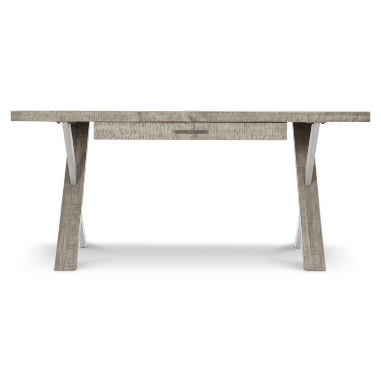 Transitional Solid Wood Home Office Desk with USB Port, Gray