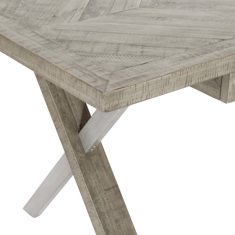 Transitional Solid Wood Home Office Desk with USB Port, Gray
