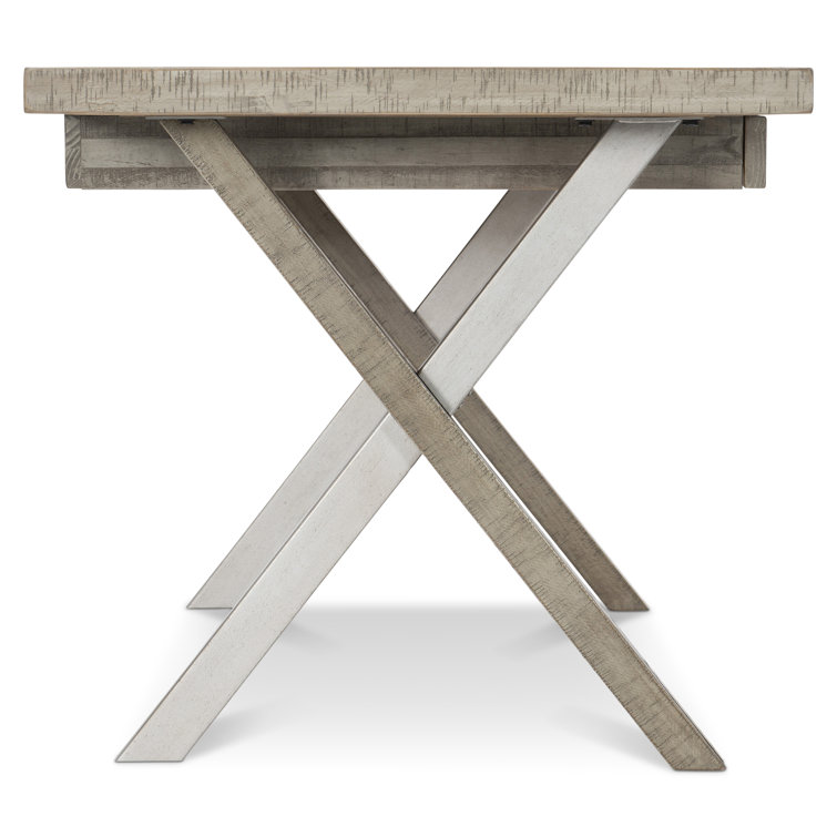 Transitional Solid Wood Home Office Desk with USB Port, Gray