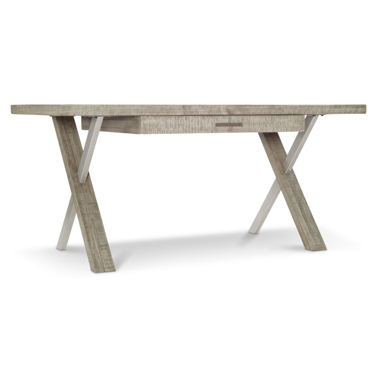 Transitional Solid Wood Home Office Desk with USB Port, Gray