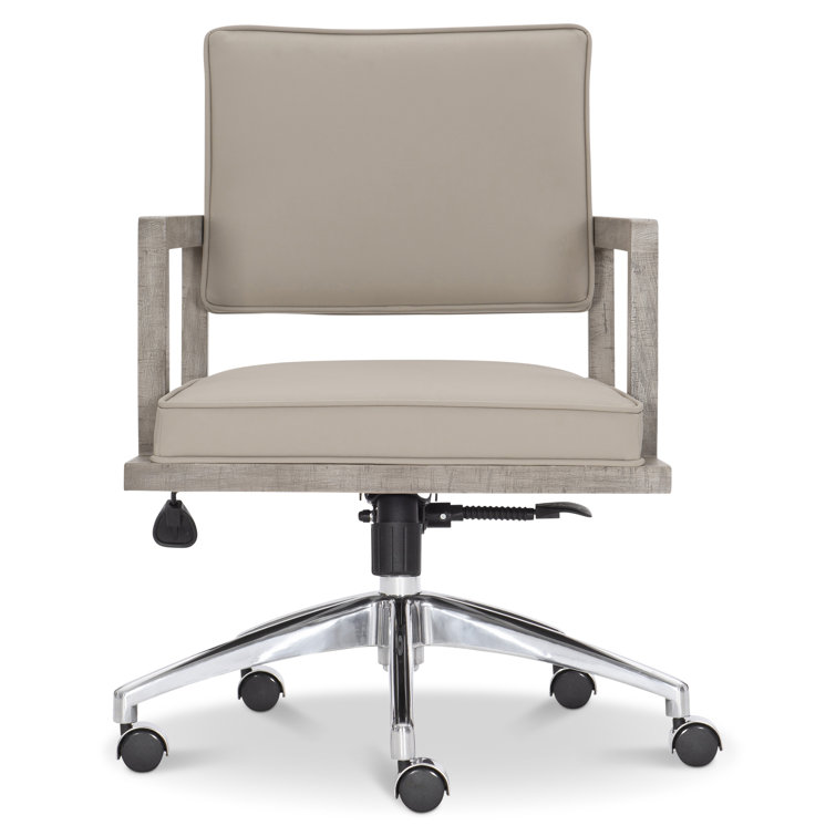 Davenport Morel Leather and Wood Transitional Task Chair