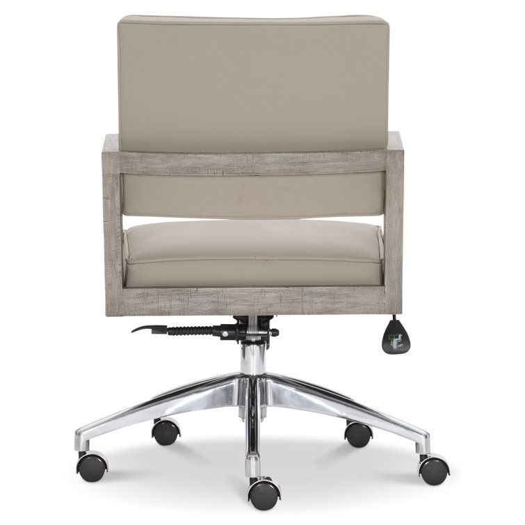 Davenport Morel Leather and Wood Transitional Task Chair
