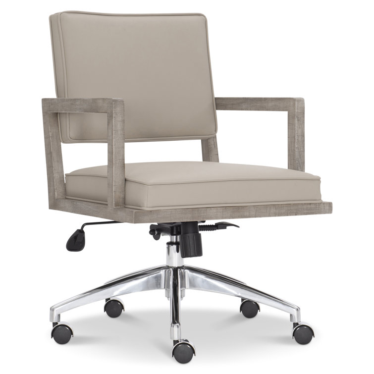 Davenport Morel Leather and Wood Transitional Task Chair