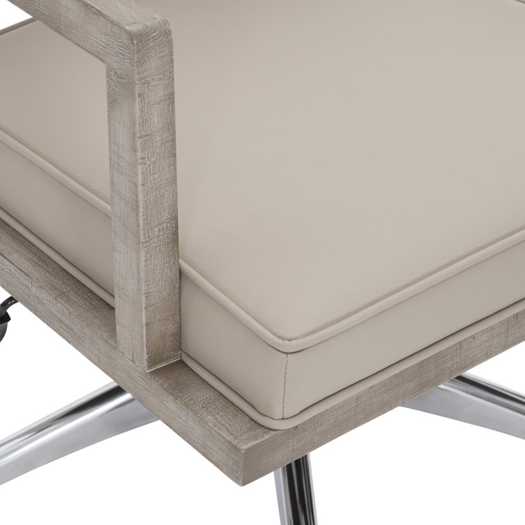 Davenport Morel Leather and Wood Transitional Task Chair