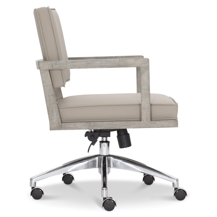 Davenport Morel Leather and Wood Transitional Task Chair