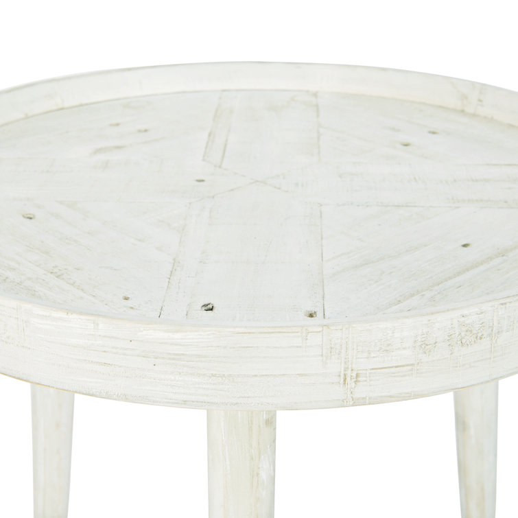 Transitional Booker 24" Round White Wood End Table