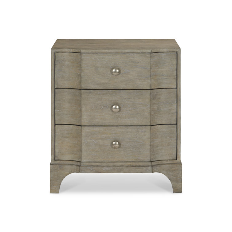 Gray Transitional 3-Drawer Nightstand with Zinc Pulls