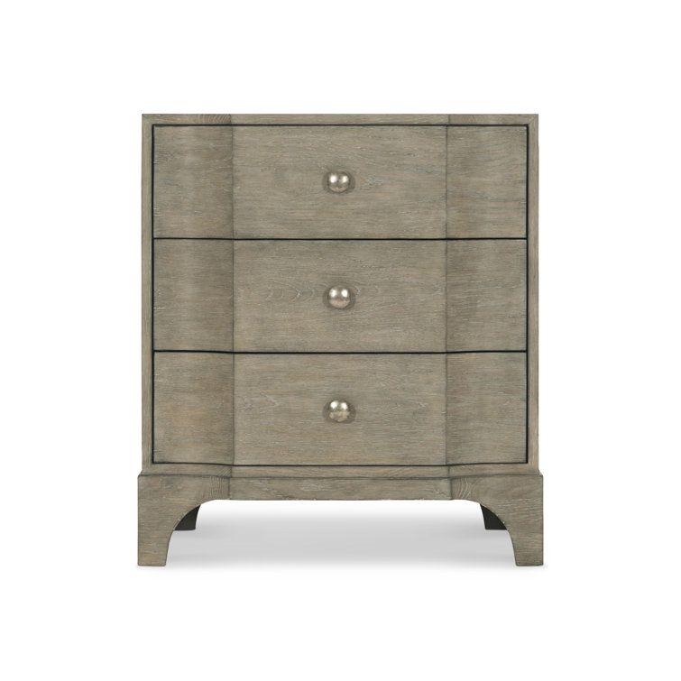 Gray Transitional 3-Drawer Nightstand with Zinc Pulls