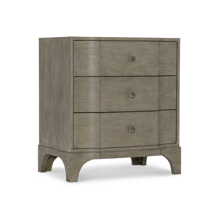 Gray Transitional 3-Drawer Nightstand with Zinc Pulls
