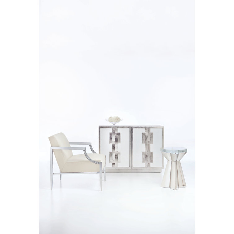 Anika 16'' White Bubble Glass & Metal Round End Table