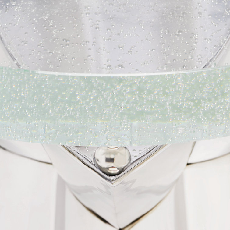 Anika 16'' White Bubble Glass & Metal Round End Table