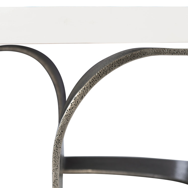 Catalina Round White Plaster and Graphite Coffee Table