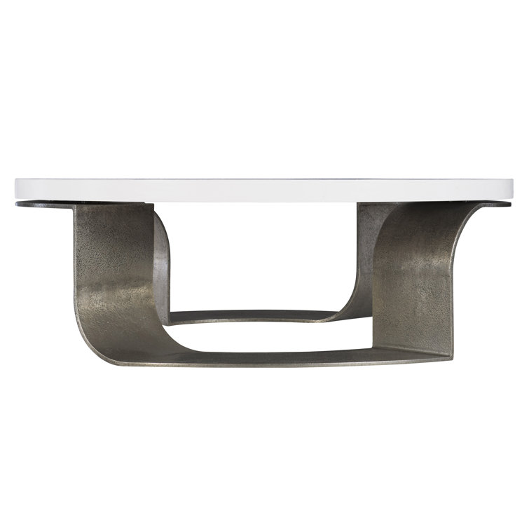Catalina Round White Plaster and Graphite Coffee Table