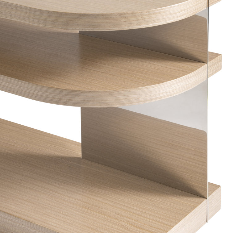 Transitional D-Shape Modulum Console Table with Storage - Brown