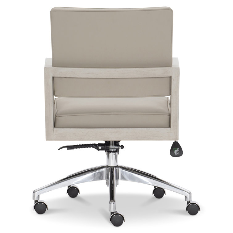 Davenport Linear Gray Leather Task Chair with Wood Accents