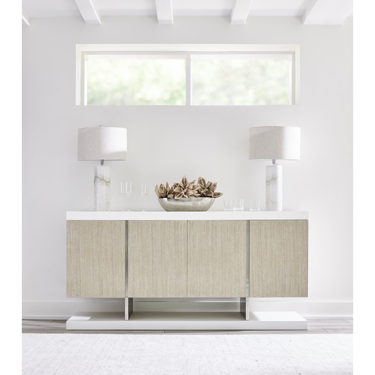 Solaria Transitional 72'' Beige and White Sideboard with Nickel Finish