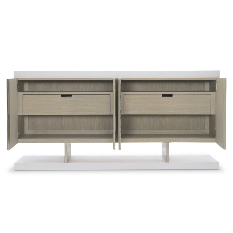 Solaria Transitional 72'' Beige and White Sideboard with Nickel Finish