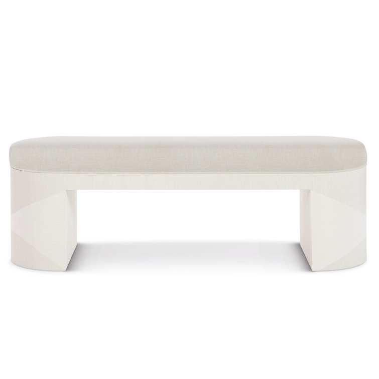 Elegant Cream Polyester 56" Transitional Upholstered Bench