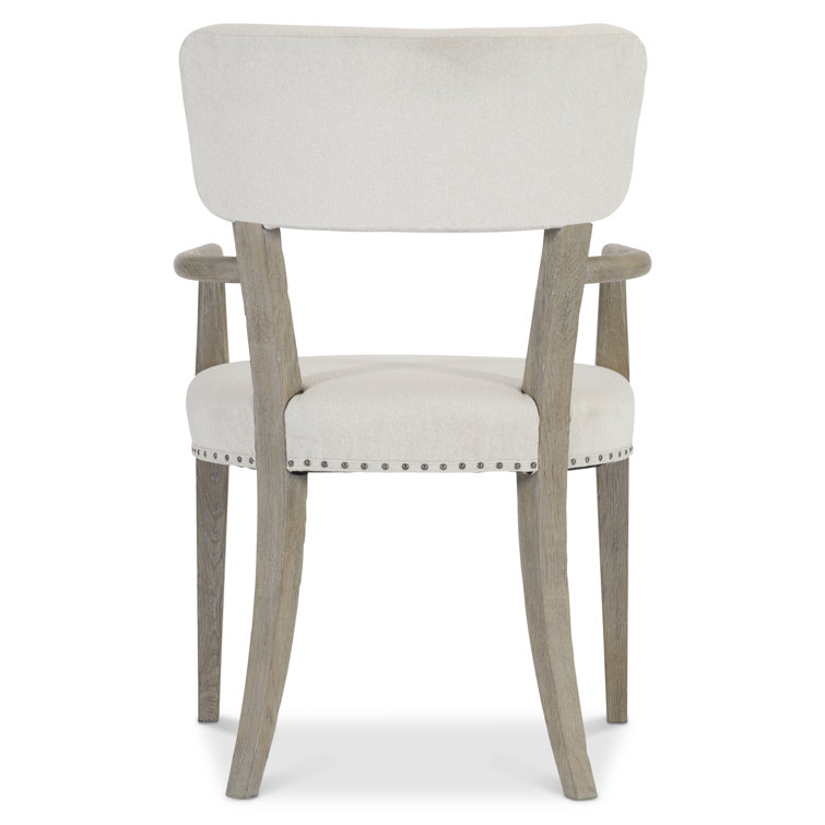 Albion Transitional Beige Upholstered Arm Chair with Nailhead Trim