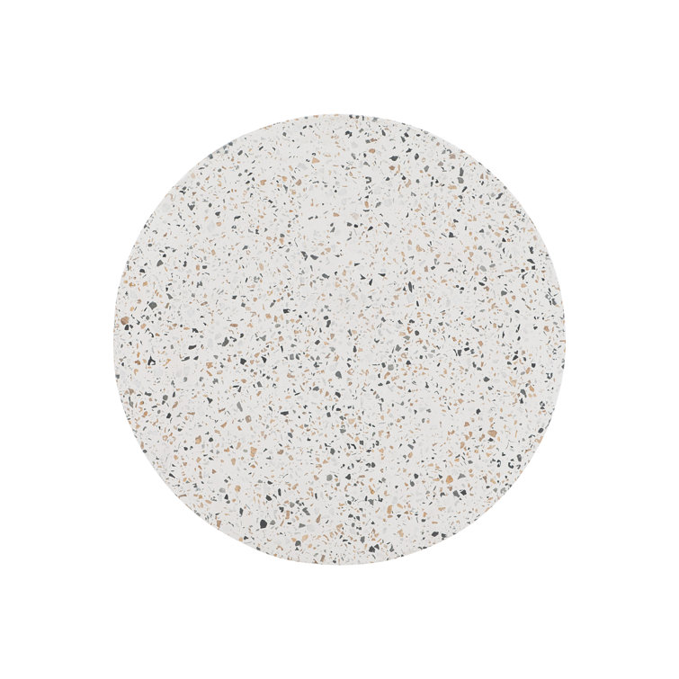 Luxurious White Terrazzo Round Side Table with Protective Top Coat