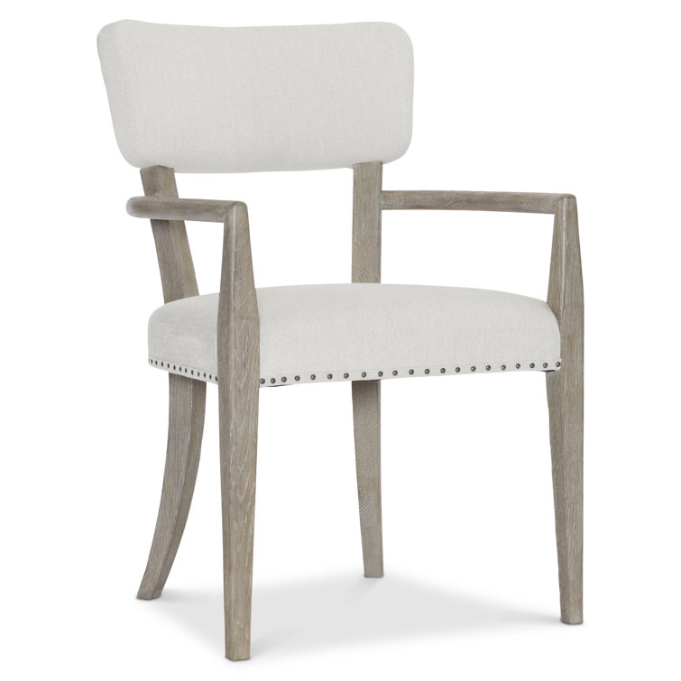 Albion Transitional Beige Upholstered Arm Chair with Nailhead Trim