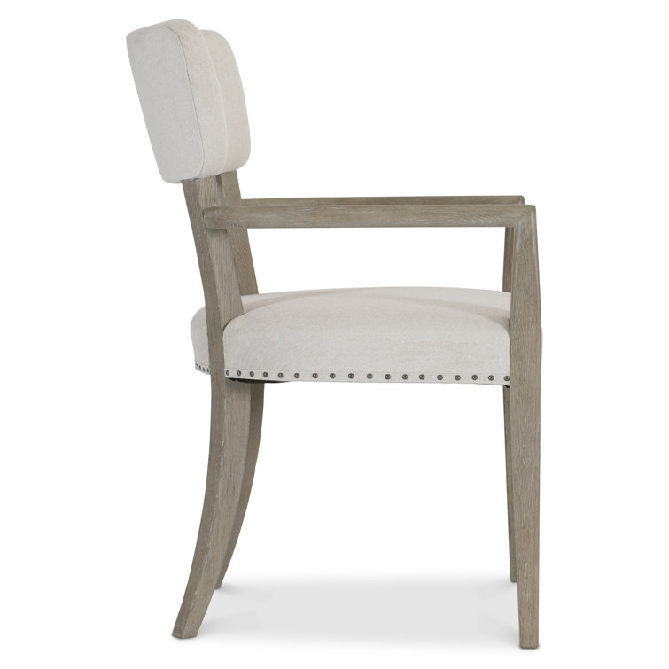 Albion Transitional Beige Upholstered Arm Chair with Nailhead Trim