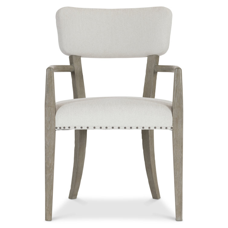 Albion Transitional Beige Upholstered Arm Chair with Nailhead Trim