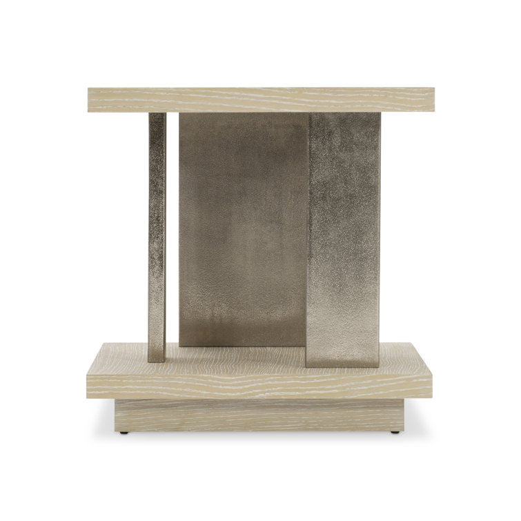 Dune Finish Square End Table with Cast Aluminum Accents