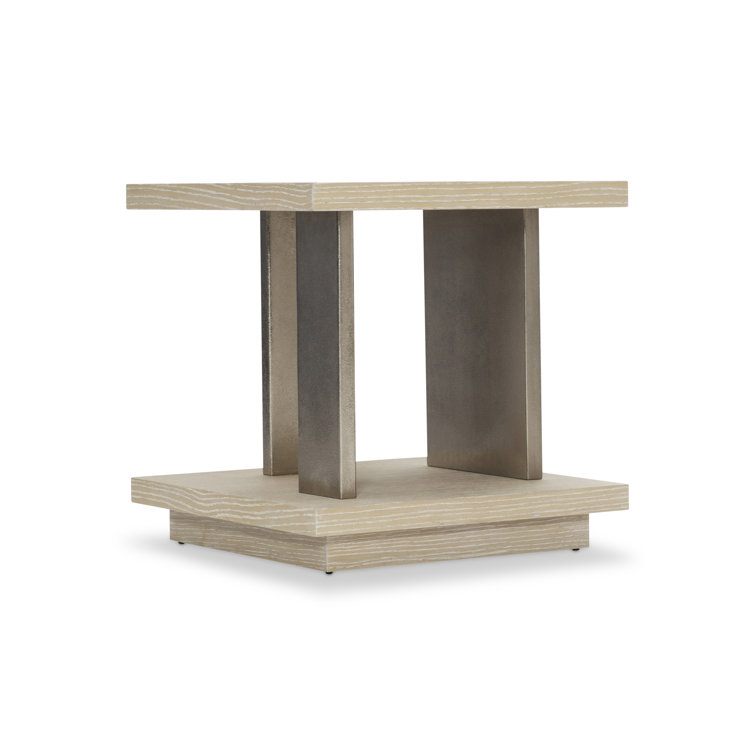 Dune Finish Square End Table with Cast Aluminum Accents