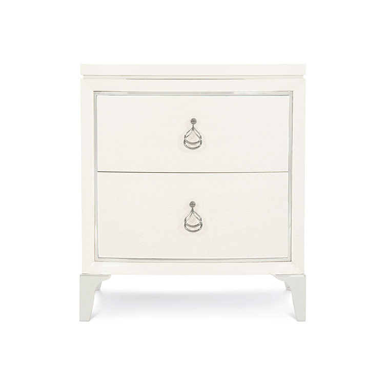 Cream Ash Wood 2-Drawer Transitional Nightstand
