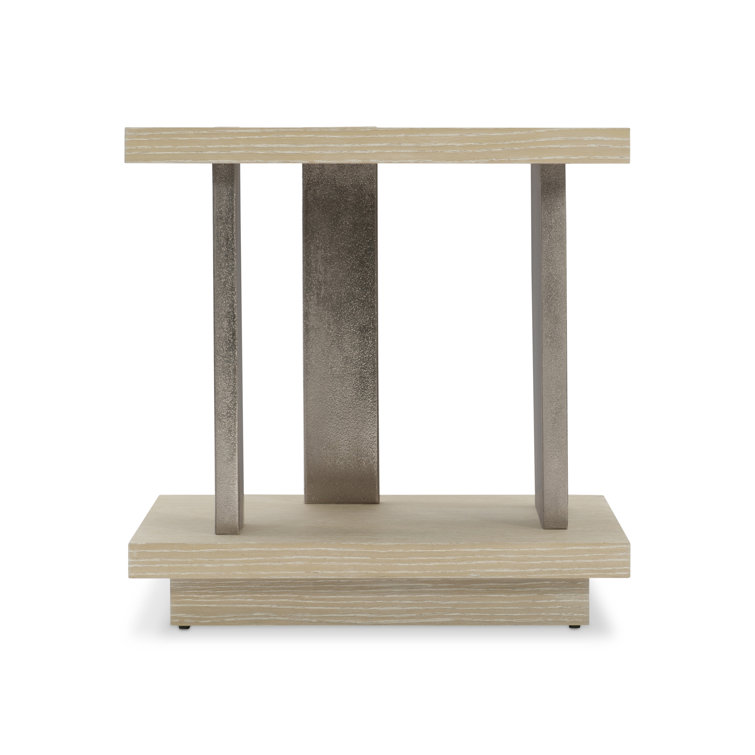 Dune Finish Square End Table with Cast Aluminum Accents