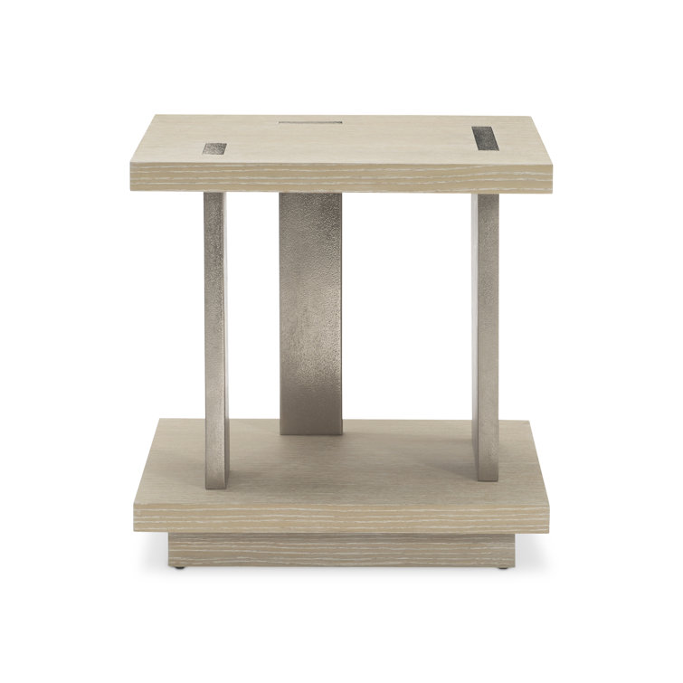 Dune Finish Square End Table with Cast Aluminum Accents