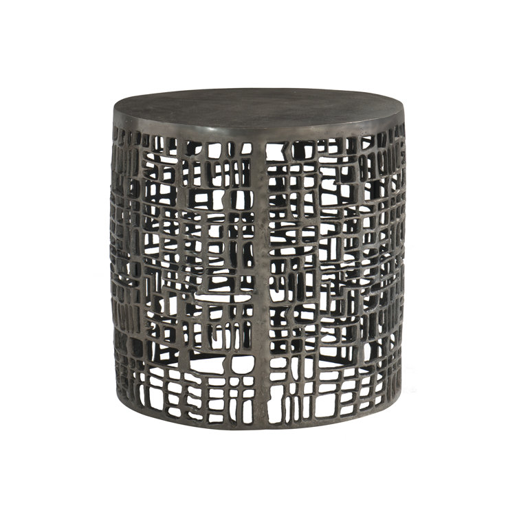 Graphite Round Metal Geometric End Table
