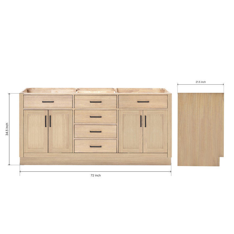 Hepburn 72" Light Brown Oak Double Freestanding Vanity Base
