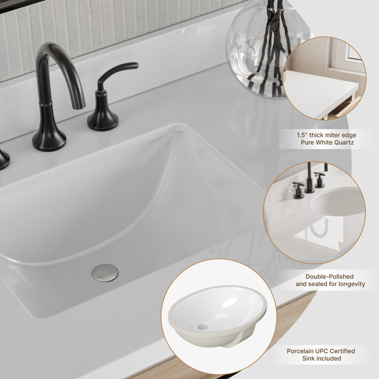 Camila 73'' Light Brown Double Sink Freestanding Vanity with White Quartz Top